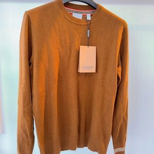 Burberry Chestnut Icon Stripe-Trim Wool Sweater